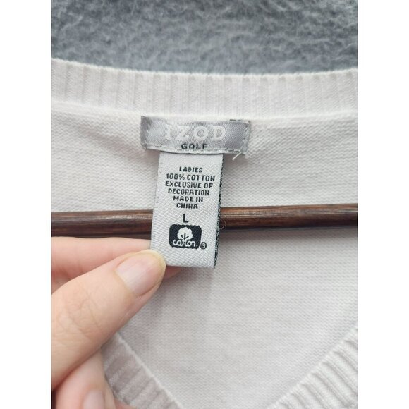 Argyle Pattern Sleeveless Sweater Vest V-Neck 100% Cotton Blue/Beige/Ivory Color - Picture 2 of 4